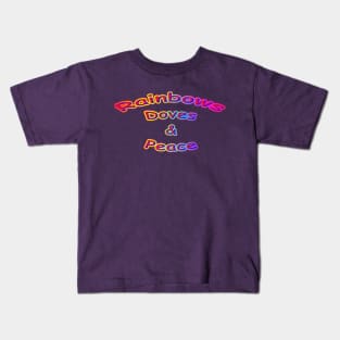 Rainbows Doves & Peace Neon Retro Kids T-Shirt